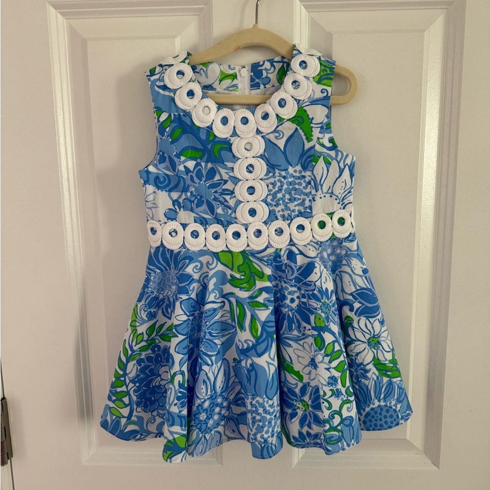Floral Blue and Green Kids Dress